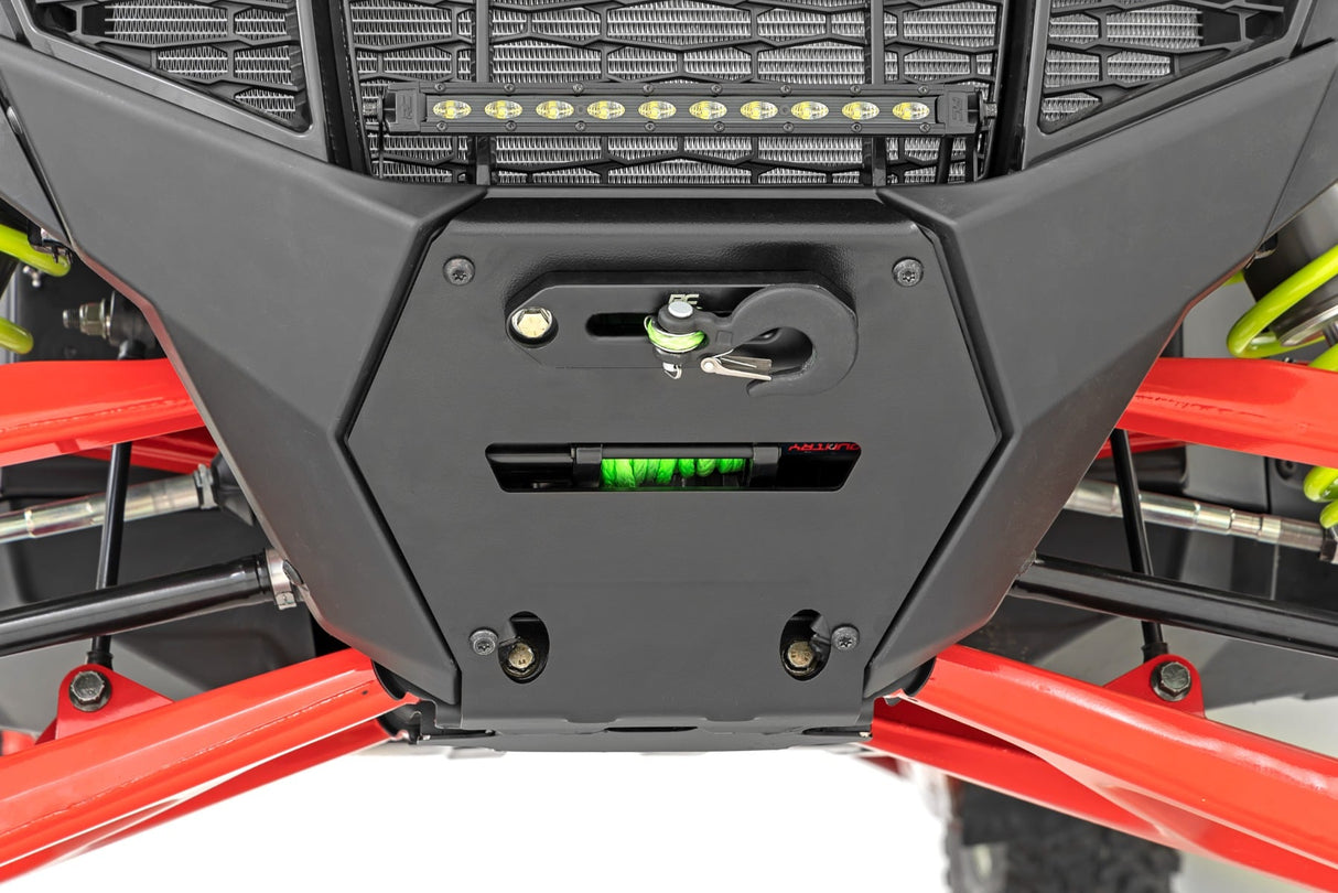 LED Light Winch Mount Front 10 Inch Black Slimline Polaris RZR Pro R Rough Country