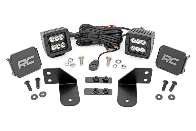 LED Light RR Cage Mount 2 Inch Black Spot Pair Polaris Ranger 1000/Ranger XP 900/1000 Rough Country