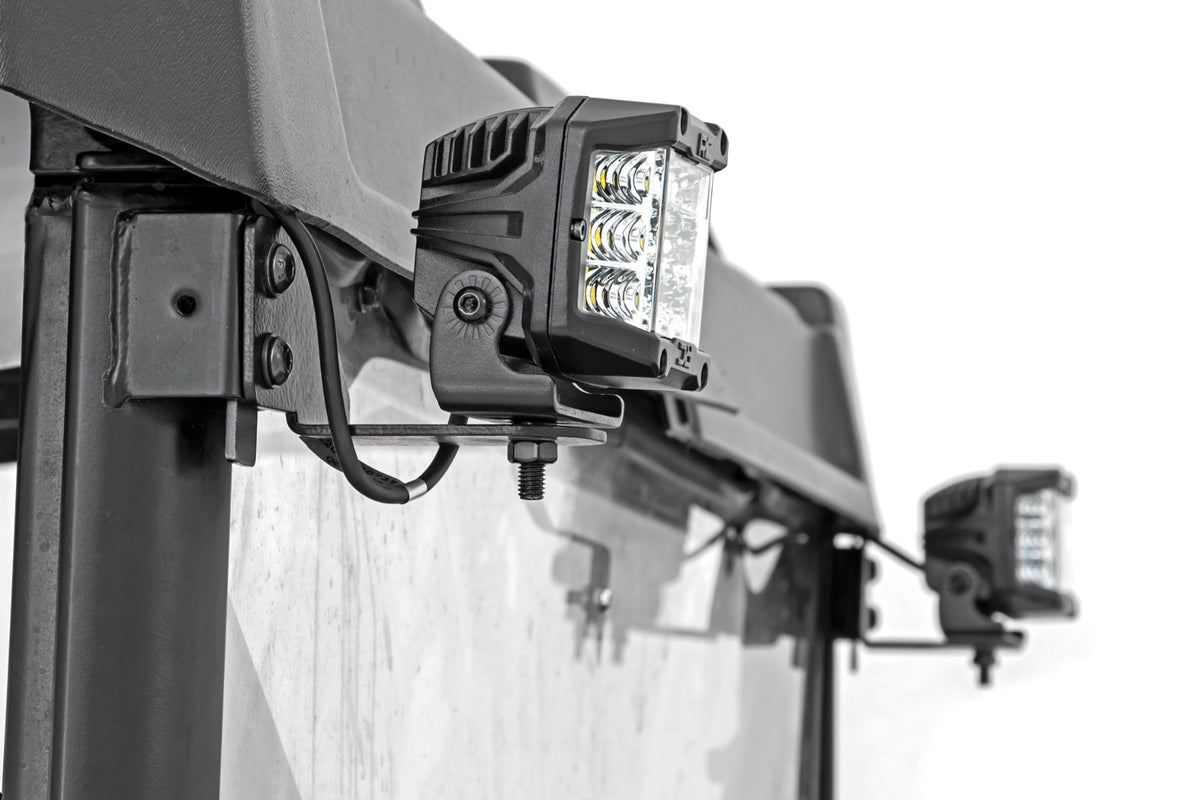 LED Light RR Cage Mount 2 Inch Black Spot Pair Polaris Ranger 1000/Ranger XP 900/1000 Rough Country
