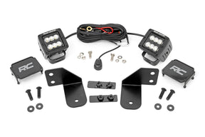 LED Light RR Cage Mount 2 Inch Black Flood Pair Polaris Ranger 1000/Ranger XP 900/1000 Rough Country