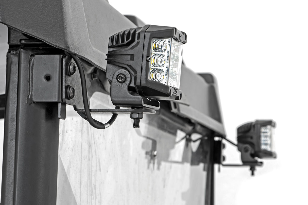 LED Light RR Cage Mount 2 Inch Black Flood Pair Polaris Ranger 1000/Ranger XP 900/1000 Rough Country