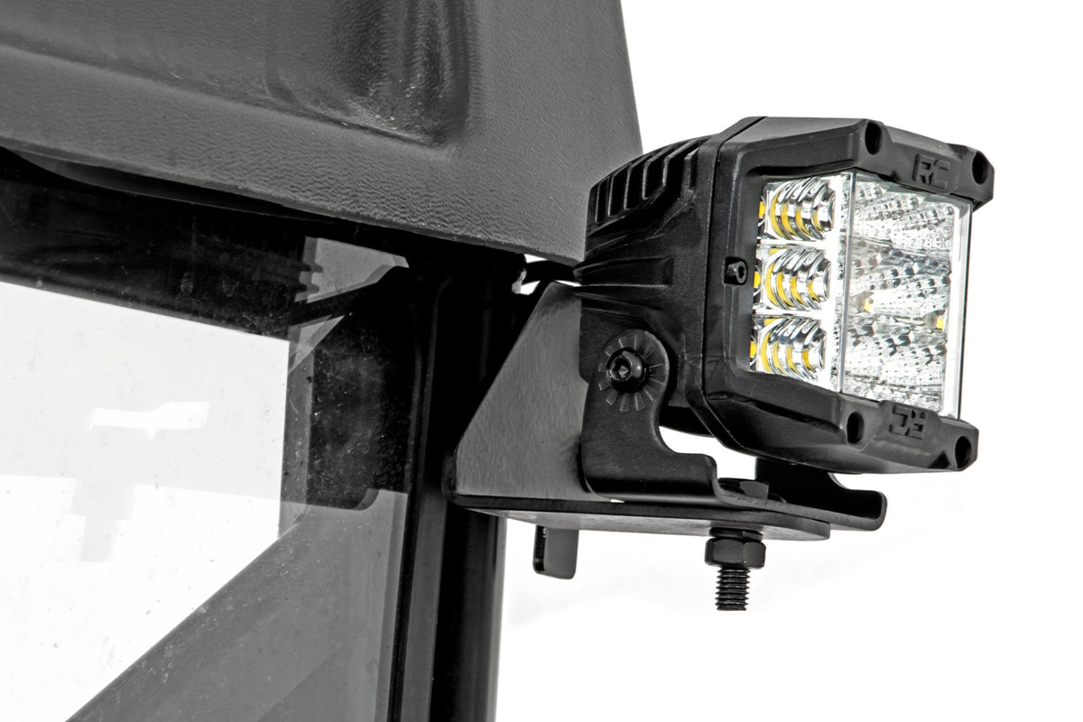 LED Light RR Cage Mount 2 Inch Black Flood Pair Polaris Ranger 1000/Ranger XP 900/1000 Rough Country