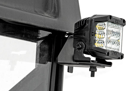 LED Light RR Cage Mount 2 Inch Black Flood Pair Polaris Ranger 1000/Ranger XP 900/1000 Rough Country