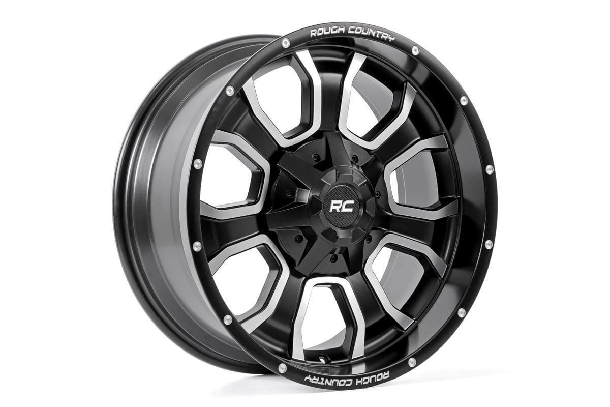 93 Series Wheel One-Piece Machined Black 20x9 6x5.5/6x135 0mm Rough Country