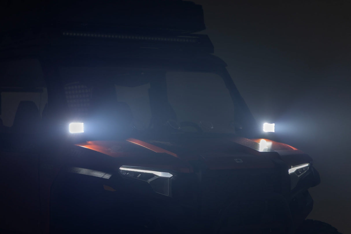 LED Light Kit Front Mount 2 Inch Black Pair White DRL Polaris XPEDITION XP 5 Rough Country