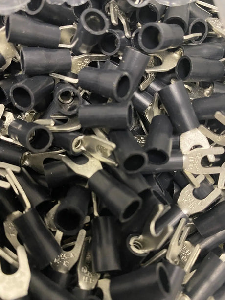 14-12 GA BLACK FORK SPADE TERMINAL VINYL INSULATED CRIMP WIRE CONNECTOR Unbranded