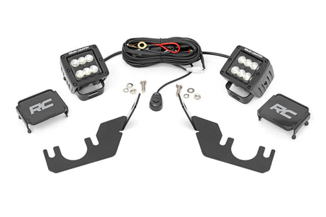 LED Light Kit Rear Mount 2 Inch Black Pair Flood Kawasaki Teryx 4 1000/Teryx4 800 Rough Country
