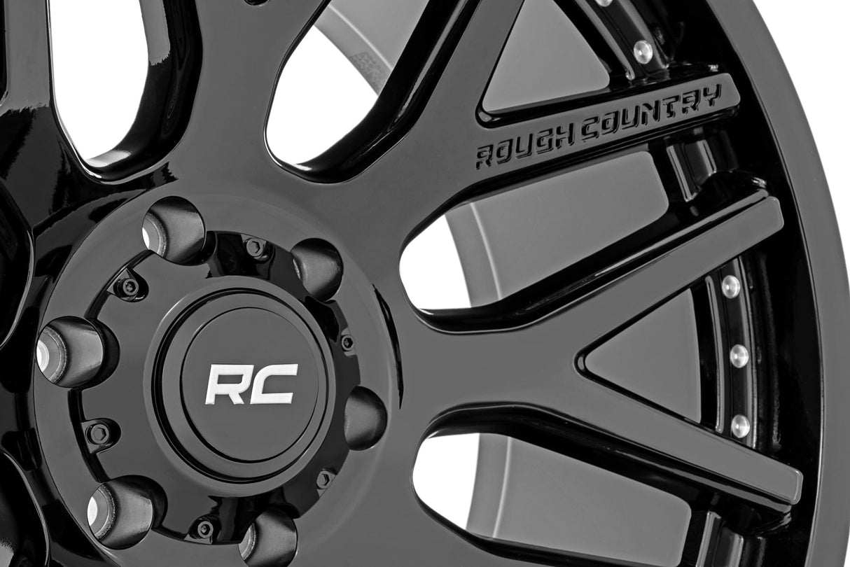 95 Series Wheel One-Piece Gloss Black 20x10 8x180 -19mm Rough Country