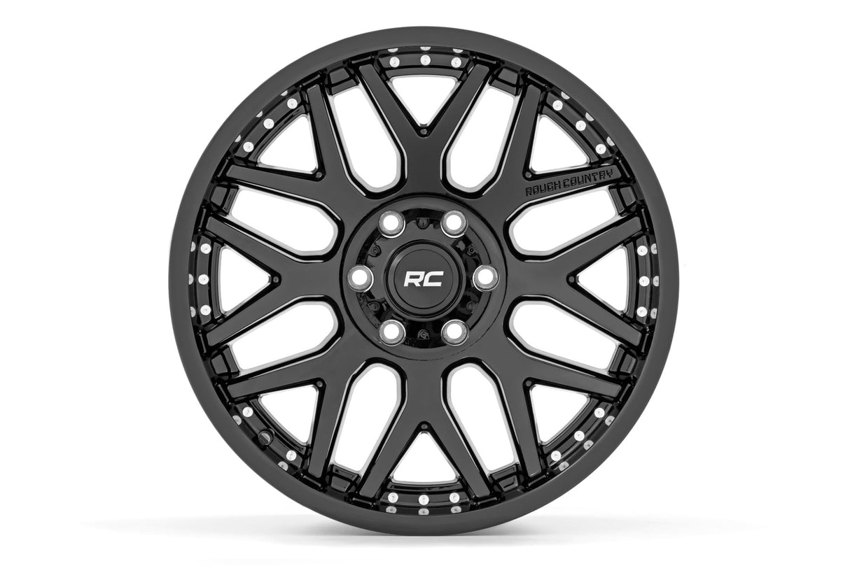 95 Series Wheel One-Piece Gloss Black 20x10 8x6.5 -19mm Rough Country