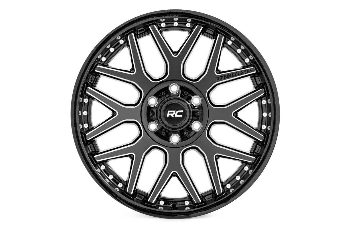 95 Series Wheel Machined One-Piece Gloss Black 20x10 6x135 -19mm Rough Country