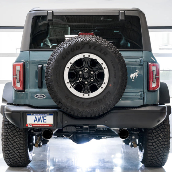 AWE Tuning 0FG Dual Rear Exit Exhaust with BashGuard and Diamond Black Tips | 2021+ Ford Bronco