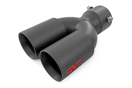 Exhaust Tip Black Red RC Logo 2.5-3 Inch Pipe Single Inlet Dual Outlet Rough Country