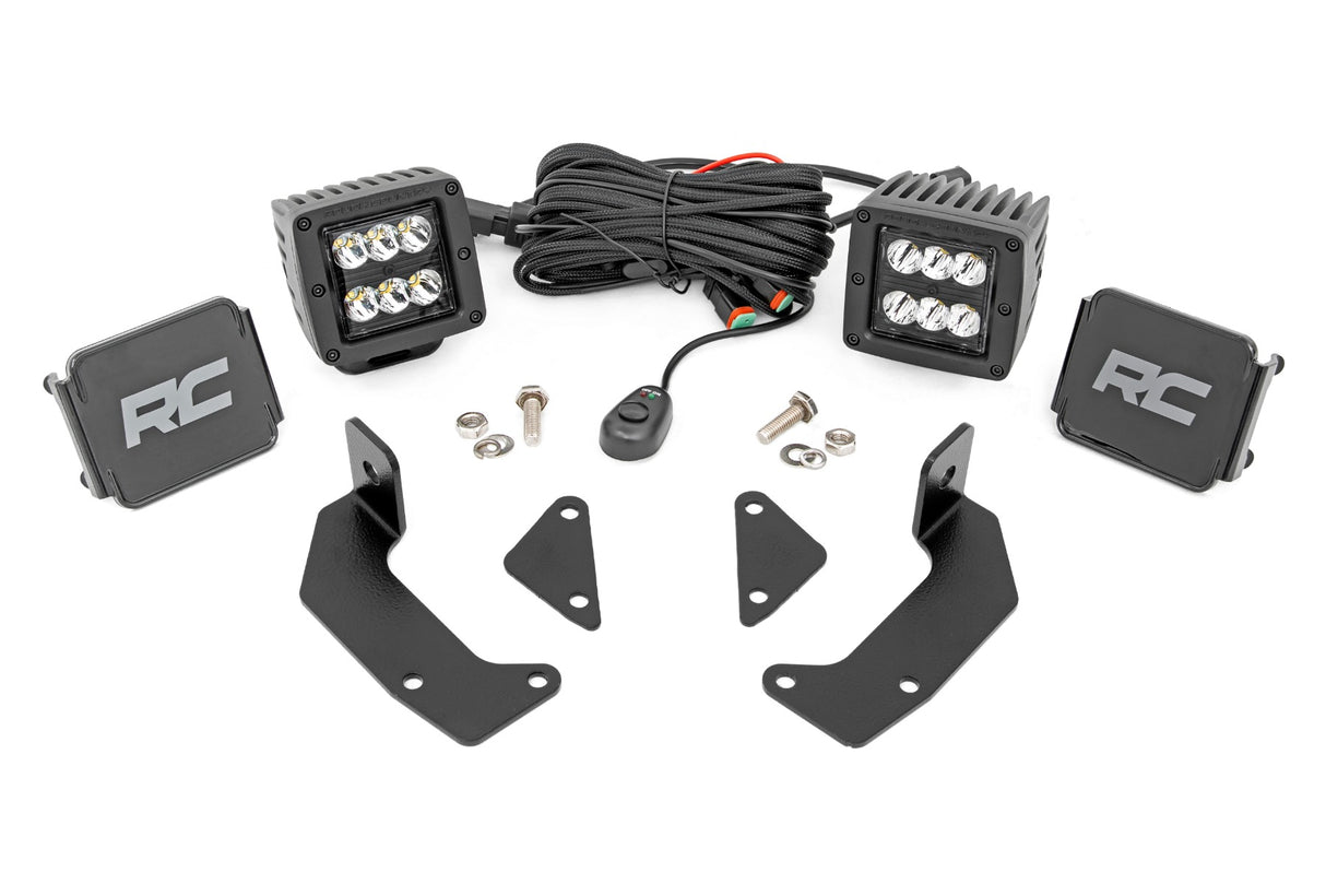 LED Light Kit Cage Mount 2 Inch Black Pair CFMOTO UFORCE 1000 Rough Country