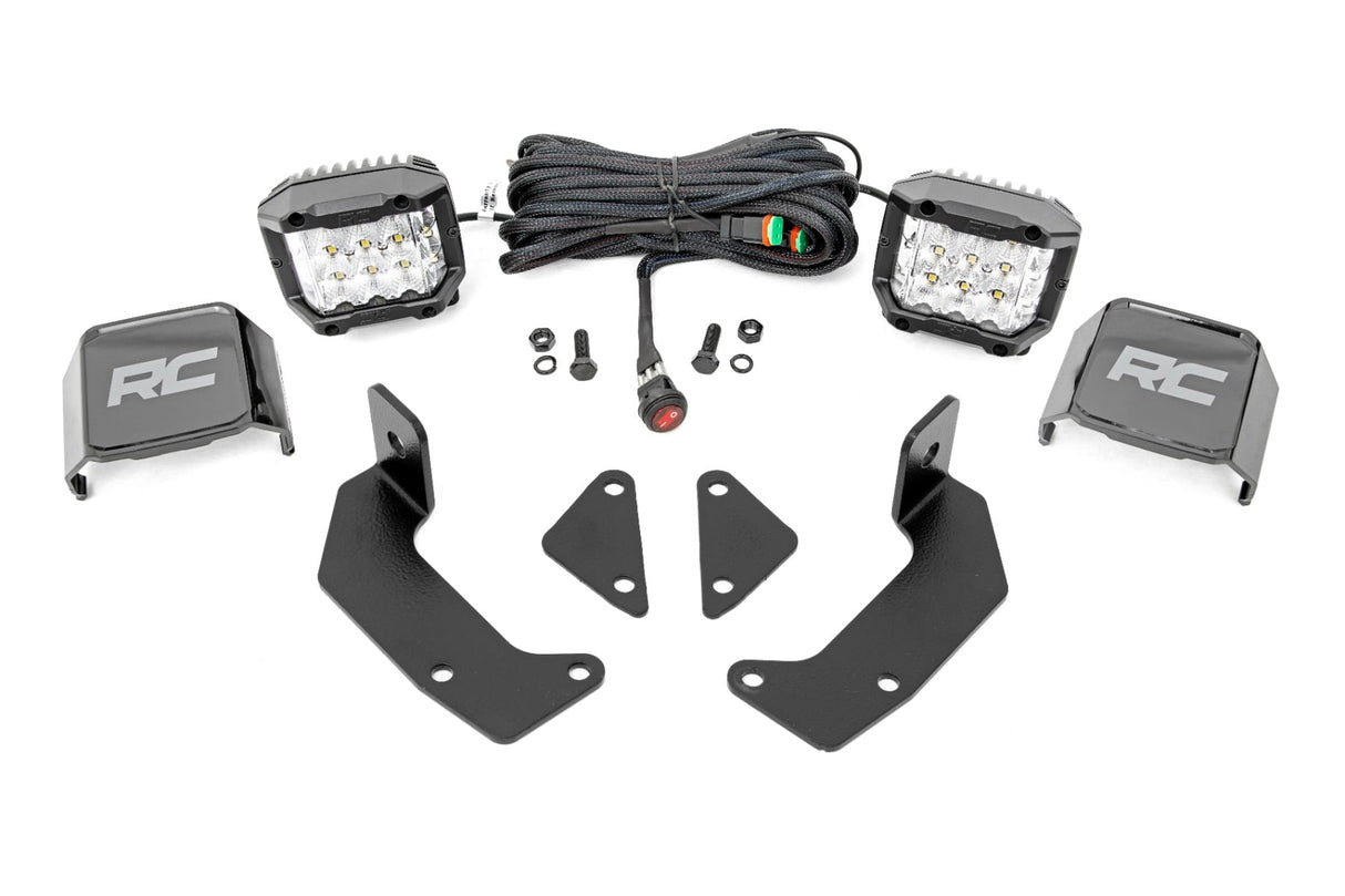 LED Light Kit Cage Mount 2 Inch Chrome Pair Wide Angle CFMOTO UFORCE 1000 Rough Country