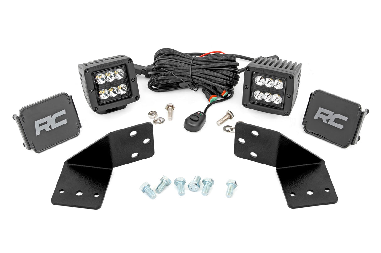 LED Light Kit Rear Mount 2 Inch Black Pair CFMOTO UFORCE 1000 Rough Country