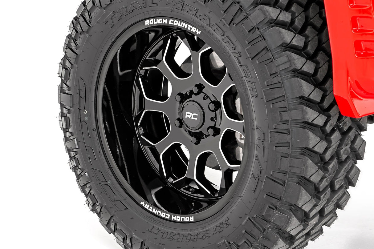 96 Series Wheel One-Piece Gloss Black 20x10 8x170 -19mm Rough Country
