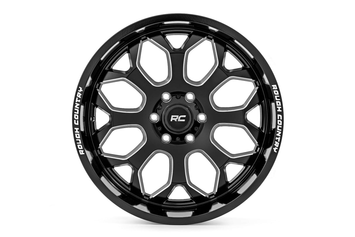 96 Series Wheel One-Piece Gloss Black 20x10 6x135 -19mm Rough Country