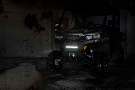 LED Light Bumper Mount 12 Inch Black Single Row White DRL Can-Am Defender HD 8/HD 9/HD 10 Rough Country