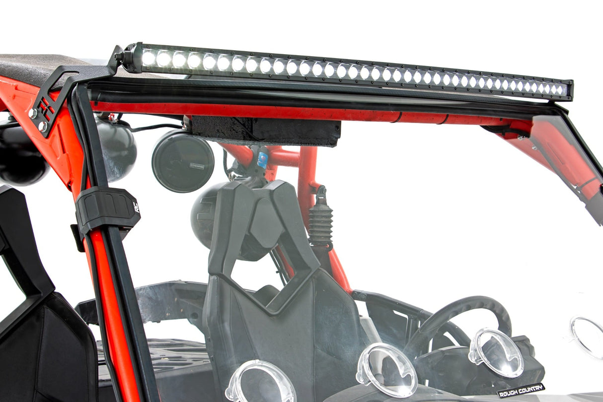 LED Light Kit Front Mount 40 Inch Black Dual Row White DRL Can-Am Commander Max Rough Country