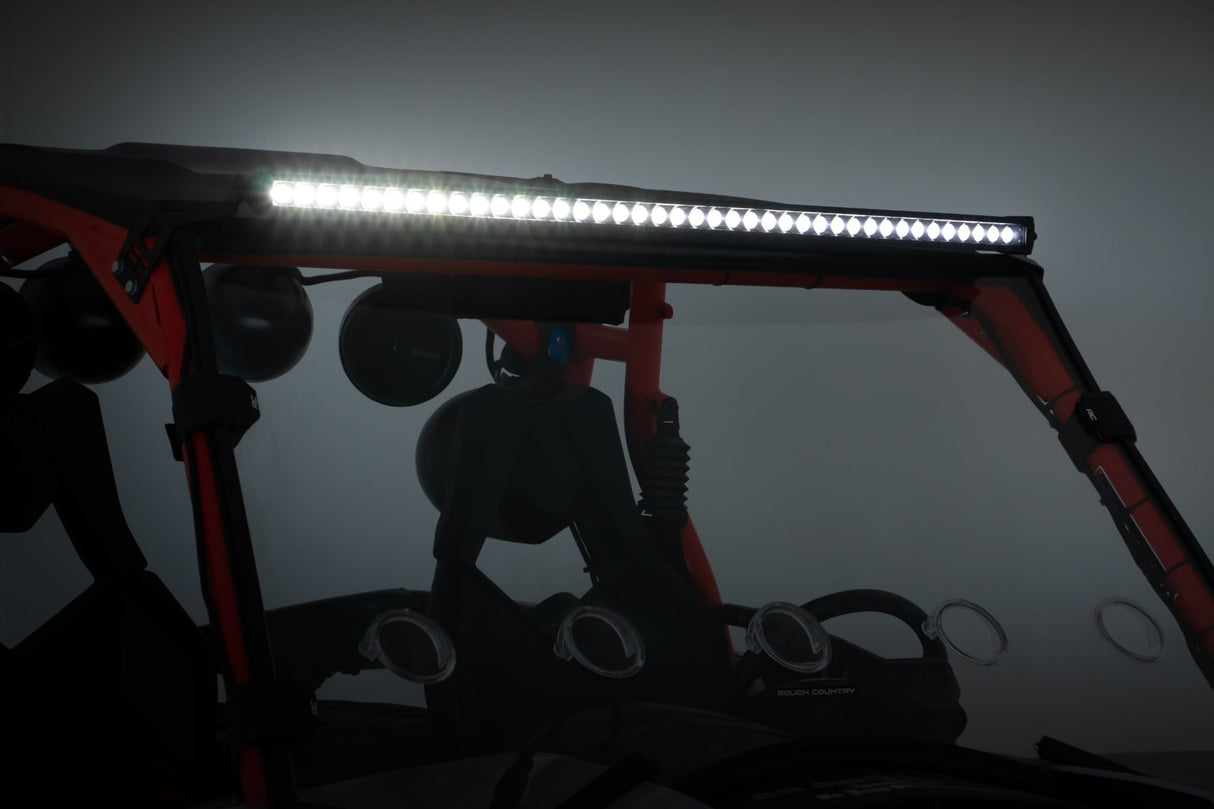 LED Light Kit Front Mount 40 Inch Black Dual Row Amber DRL Can-Am Commander Max Rough Country