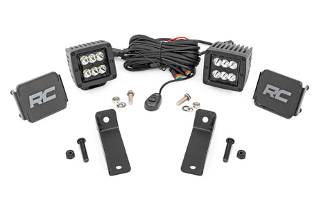 LED Light Kit Rear Mount 2 Inch Black Pair Flood Can-Am Maverick Sport 1000R Rough Country