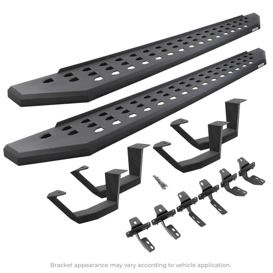 Go Rhino 2022 Toyota Tundra Crew Max Kit w/RB20 Running Board + Brkts + 4 RB20 Drop Steps - Tex. Blk