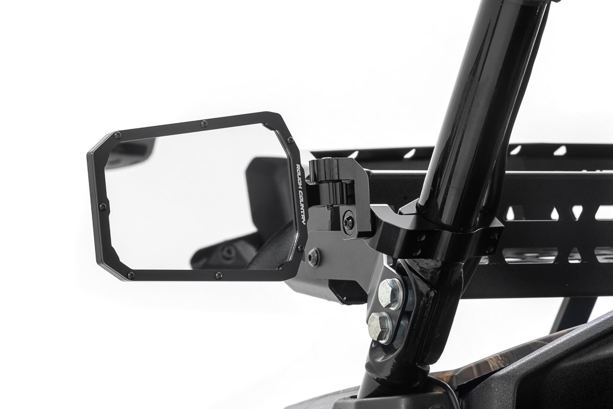 UTV Aluminum Side View Mirrors Horizontal Rough Country