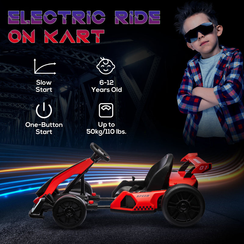 Adjustable Seat Electric Go Kart with Slow Start - 24V, 7.5 MPH