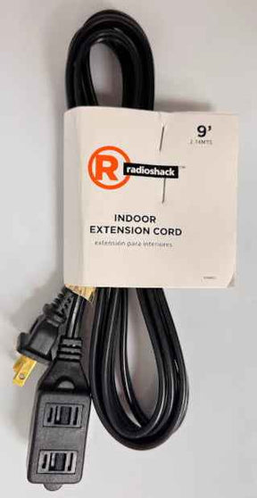 RadioShack Indoor Extension Cord 6100811 9 ft Black TekShack