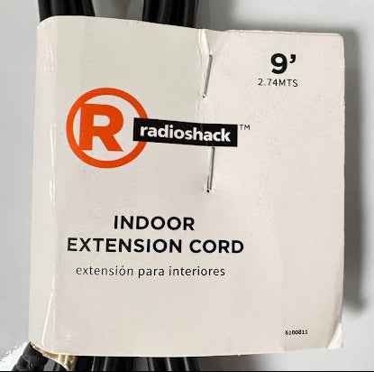 RadioShack Indoor Extension Cord 6100811 9 ft Black TekShack