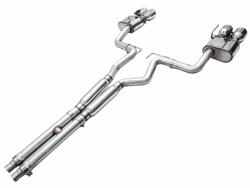 AWE 2024 Ford Mustang Dark Horse S650 RWD SwitchPath Catback Exhaust w/ Quad Chrome Silver Tips