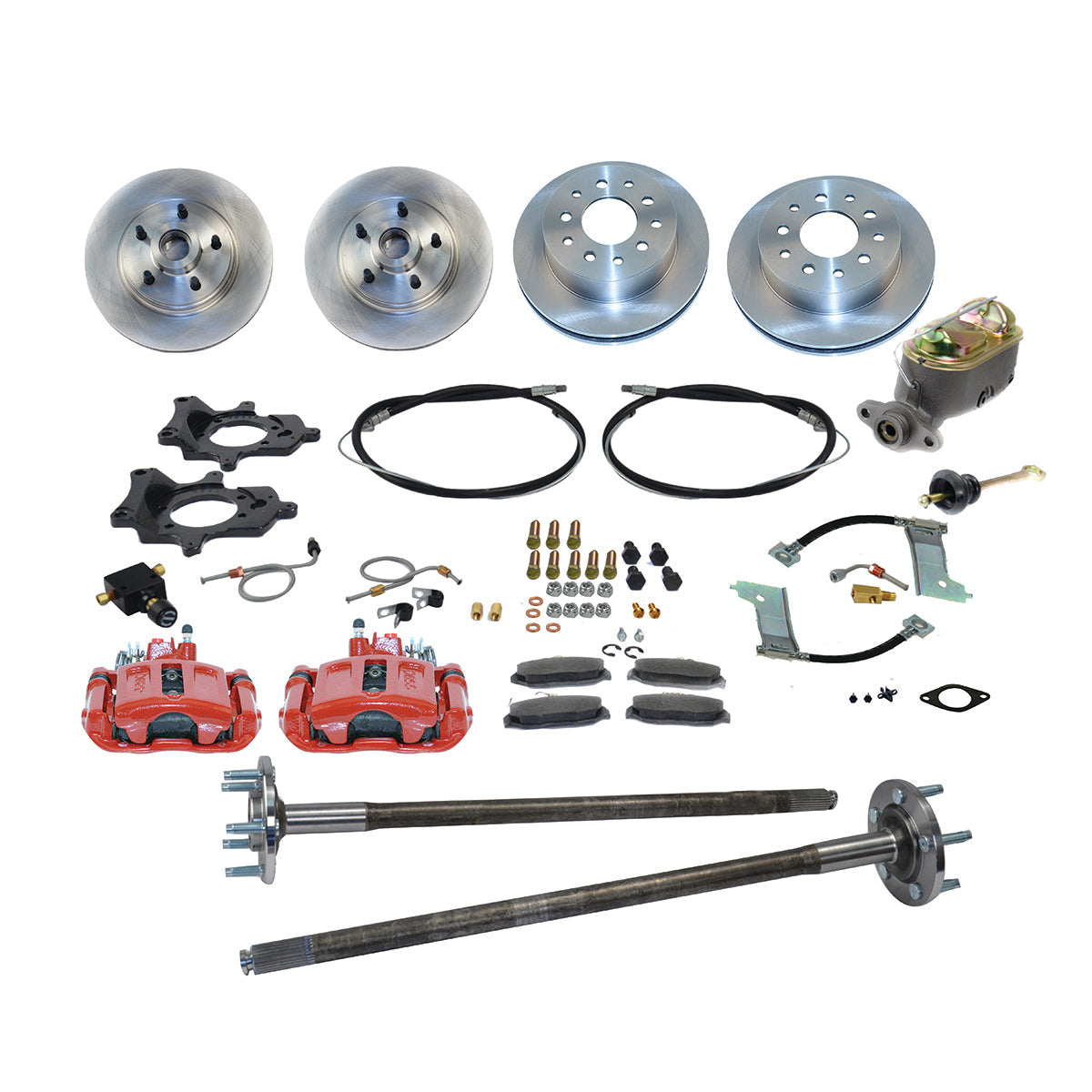 New Direct Fit 4 Wheel Drum to Disc Brake Conversion Kit W/Rotors (5 Lug). Red A112-93XR