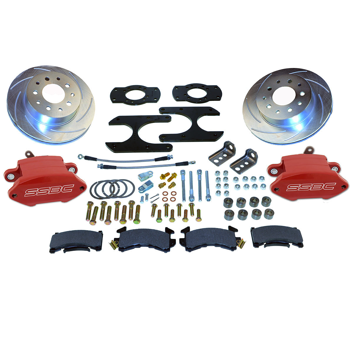 American Made Sport R1 Billet Aluminum Rear Drum to Disc Brake Conversion Kit W/Rotors. Red A125-27R