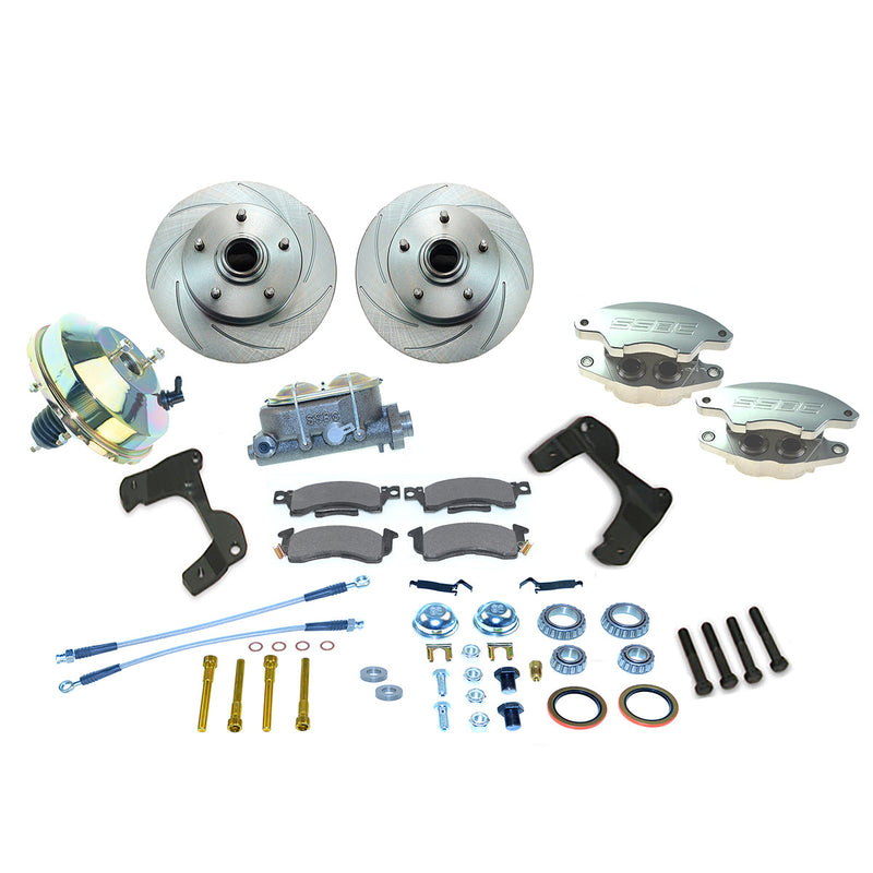 American Made Super Twin 2-Piston Billet Aluminum Front Drum to Disc Brake Conversion Kit W/Rotors. Clear A129-A