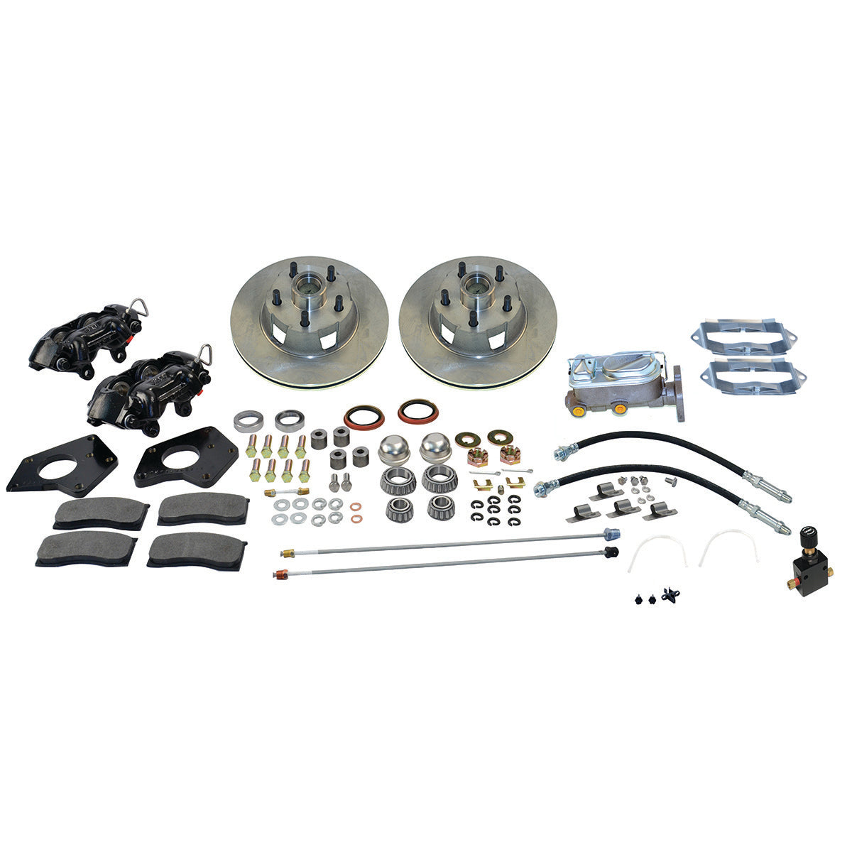 American Made Kelsey Hayes 4-Piston Direct Fit Front Drum to Disc Brake Conversion Kit W/Rotors. A154-5