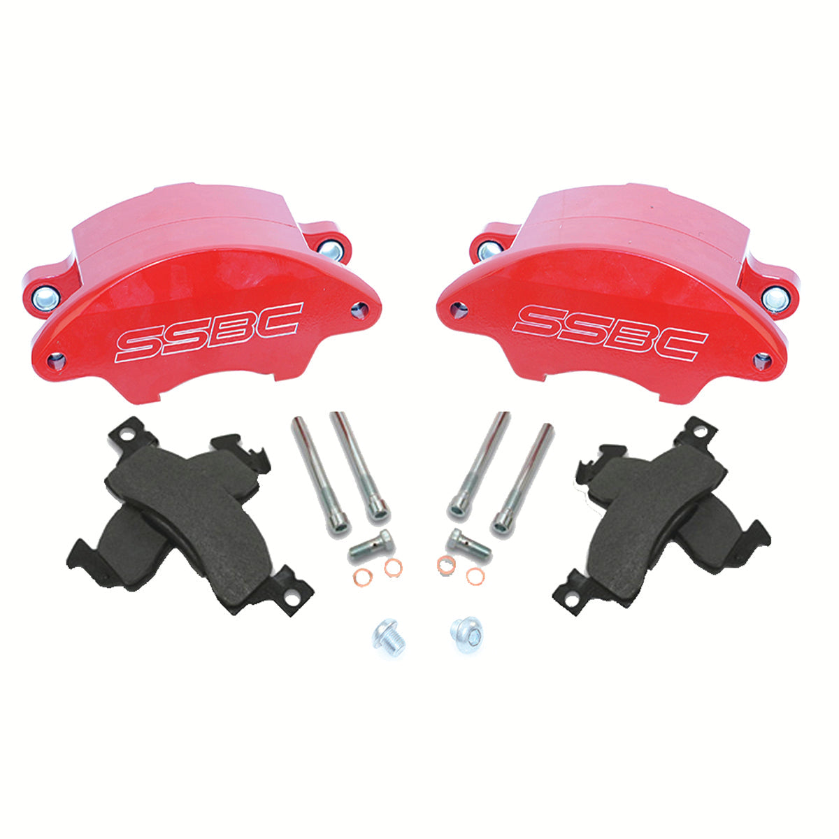 American Made Sport Twin Quick Change 2-Piston Billet Aluminum Front Caliper Upgrade Kit W/Performance Pads. Red Part#  A185-1R