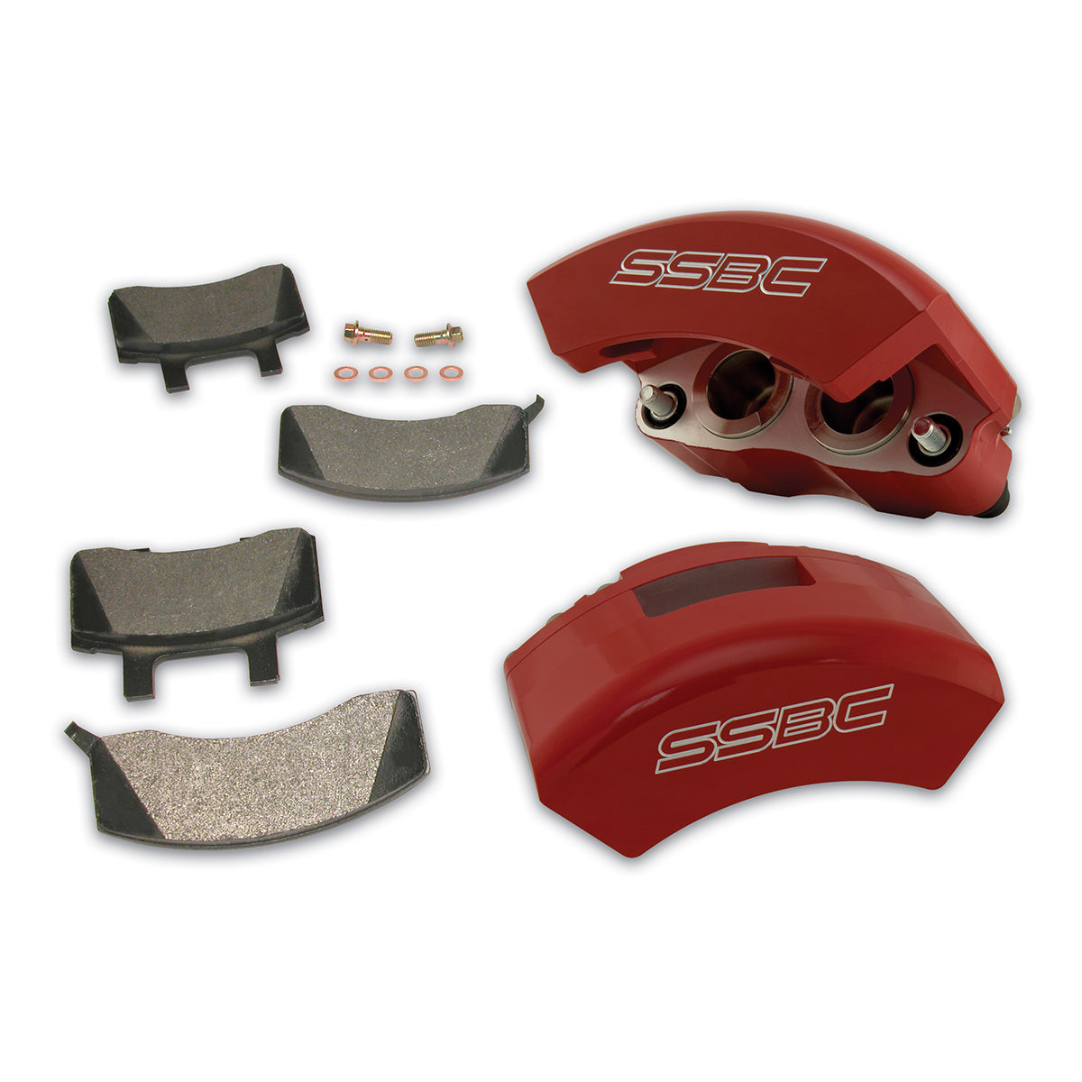 American Made Super Twin TK "Quick Change" 2-Piston Billet Aluminum Front Caliper Upgrade Kit W/Performance Pads. Red A186-1R