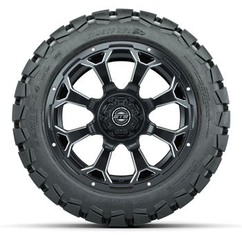 GTW Matte Black Raven 14 in Wheels with 22x10-14 Timberwolf All-Terrain Tires - Set of 4