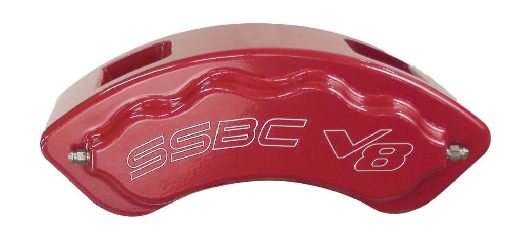American Made V8-Barbarian 8-Piston Billet Aluminum Direct Fit Rear Disc Brake Kit W/DS Rotors.  Red A193-10R-DS