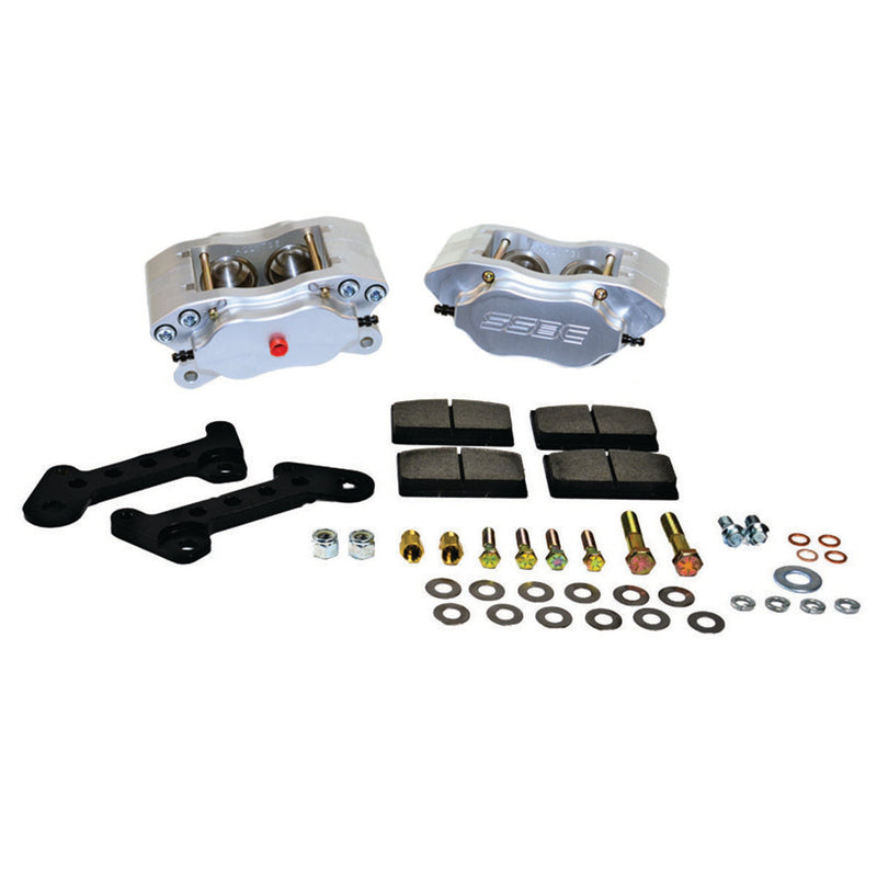 American Made Comp S 4-Piston Billet Aluminum Quick Change Front Caliper Upgrade Kit W/Pads. Clear A200-1