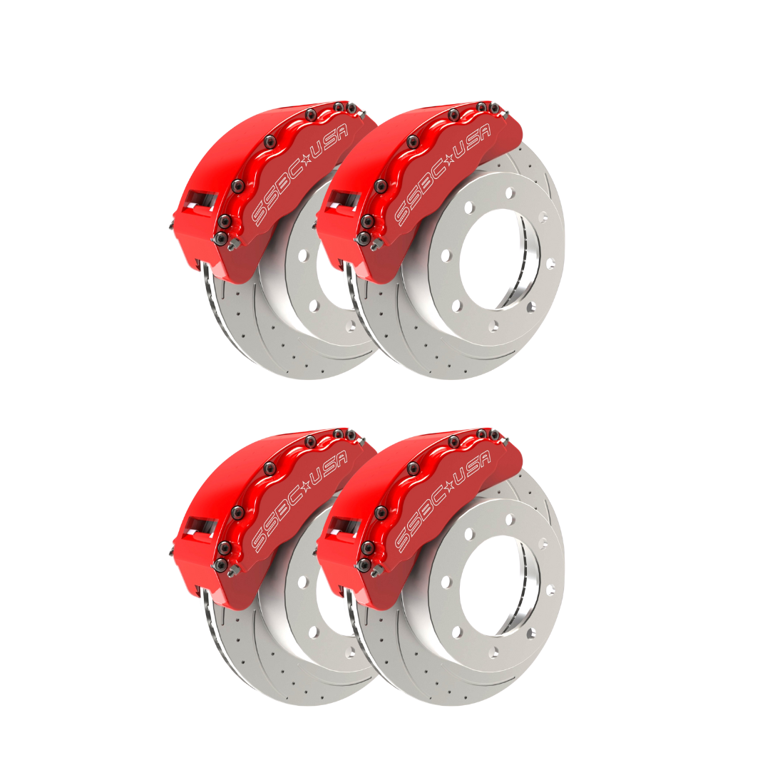 American Made 4 Wheel B8-Barbarian 8 Piston Direct Fit Billet Aluminum Big Brake Bundle. Red A403-2021R-BBB