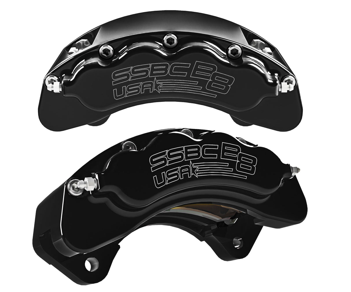 American Made B8-Brawler 8 Piston Direct Fit Front Caliper Upgrade Kit. Black A414-20BLK