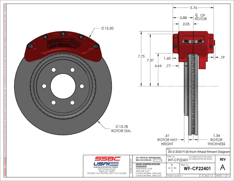 American Made 4 Wheel B8-Brawler 8 Piston Direct Fit Billet Aluminum Big Brake Bundle. Red A414-2021R-BBB