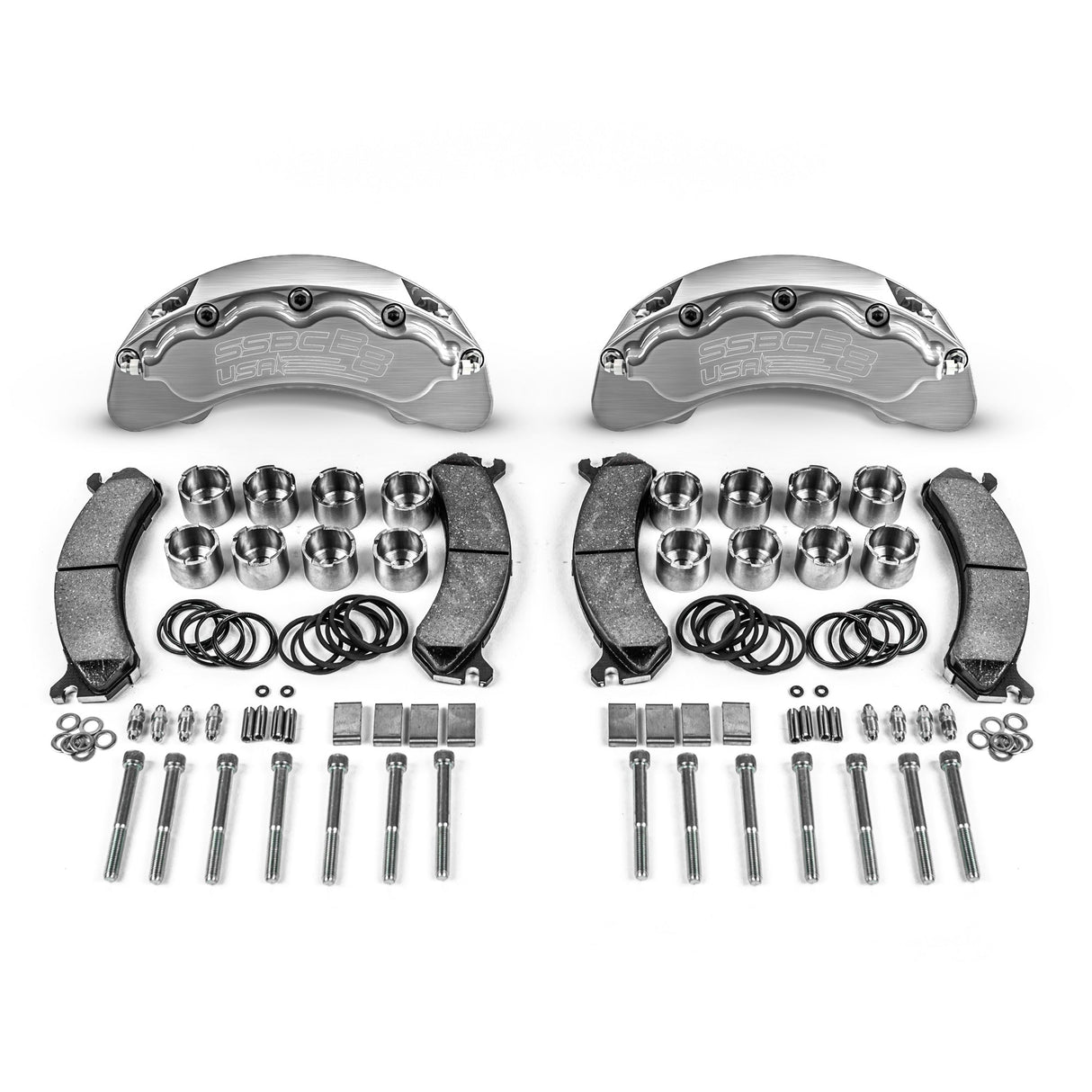 American Made B8-Brawler 8 Piston Direct Fit Front Caliper Upgrade Kit. Clear A414-20