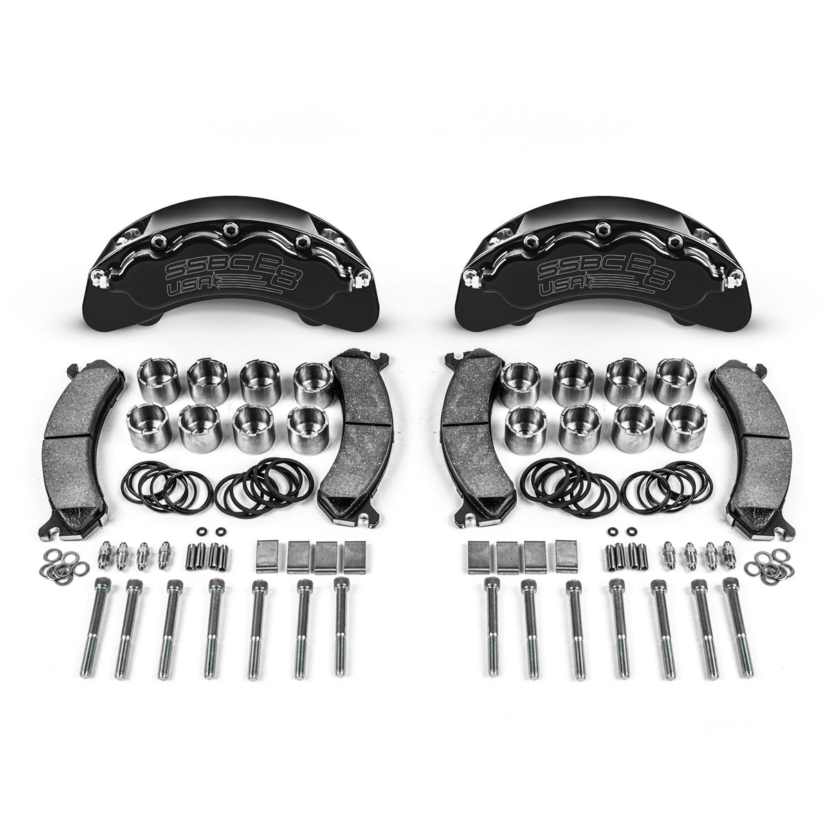 American Made B8-Brawler 8 Piston Direct Fit Front Caliper Disc Brake Kit W/DS Rotors. Black A414-30BLK-DS