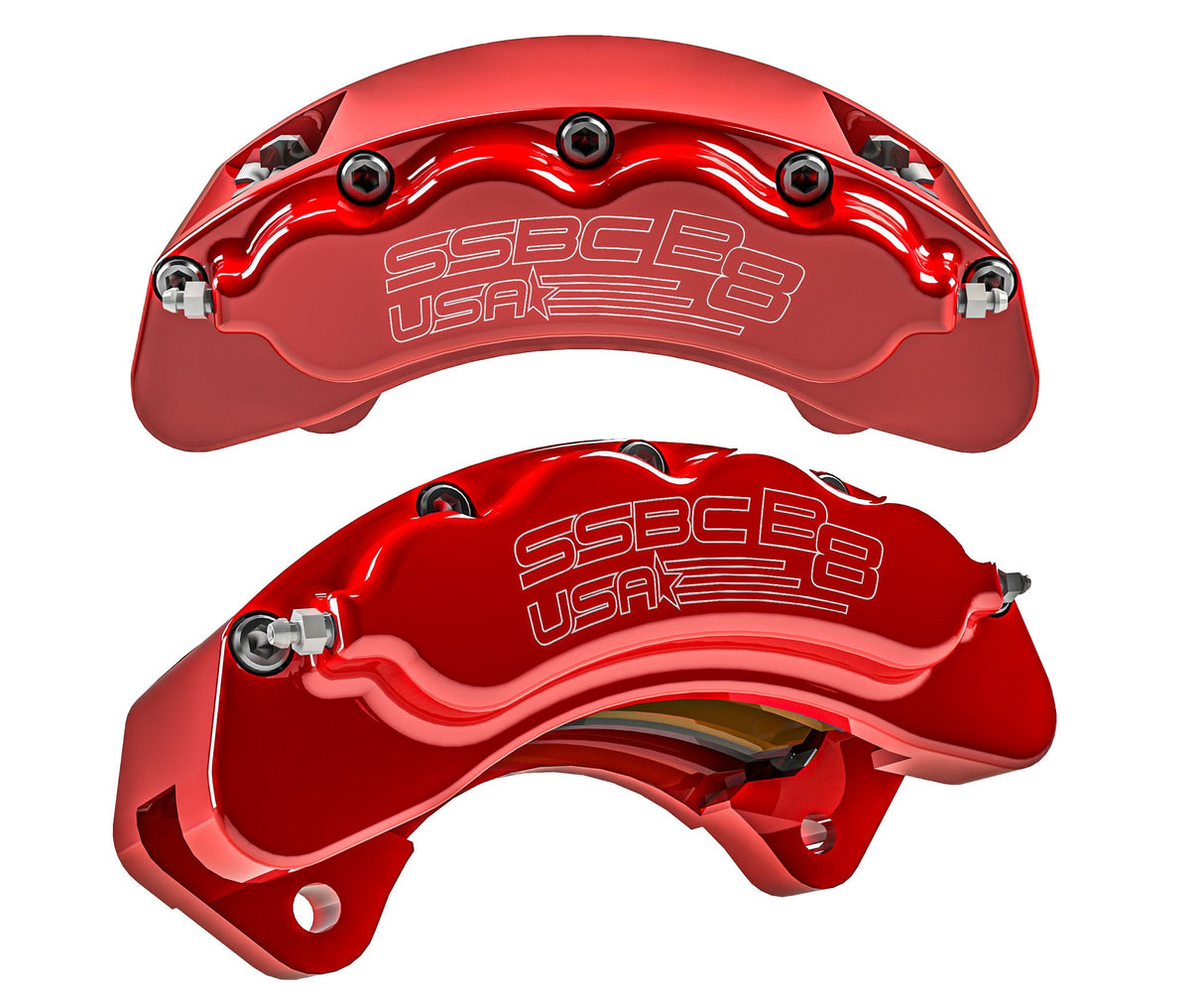 American Made B8-Brawler 8 Piston Direct Fit Front Caliper Disc Brake Kit W/DS Rotors. Red A414-30R -DS