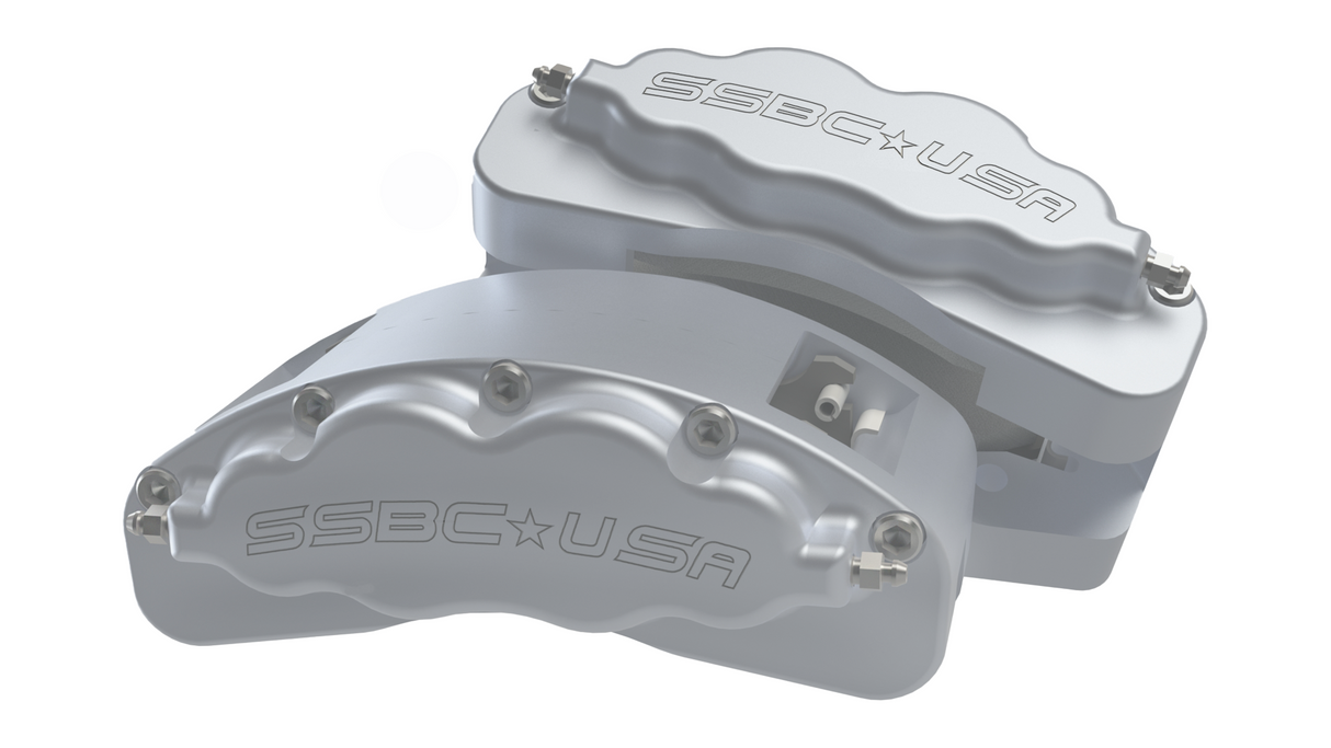 American Made B8-Brawler LT Direct Fit 8-Piston Billet Aluminum Front Caliper Disc Brake Kit w/DS Rotors. Clear A415-10-DS