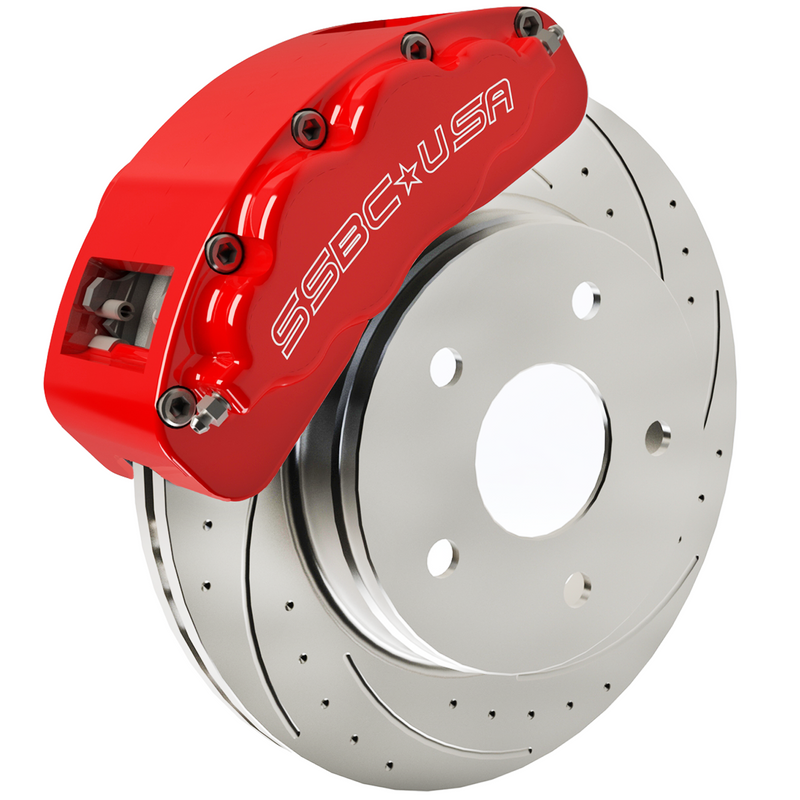 American Made B8-Brawler LT Direct Fit 8-Piston Billet Aluminum Front Caliper Upgrade Kit. Red A415-10R