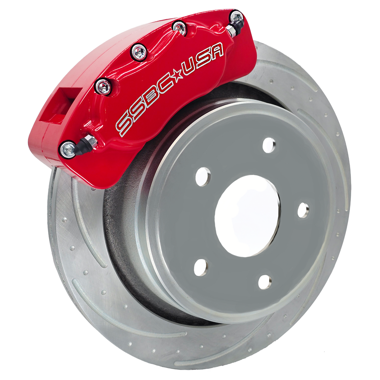 American Made B4-Brawler LT Direct Fit 4-Piston Billet Aluminum Rear Caliper Disc Brake Kit w/DS Rotors. Red A415-11R-DS