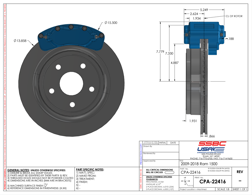 American Made B4-Brawler LT Direct Fit 4-Piston Billet Aluminum Rear Caliper Disc Brake Kit w/DS Rotors. Red A415-11R-DS
